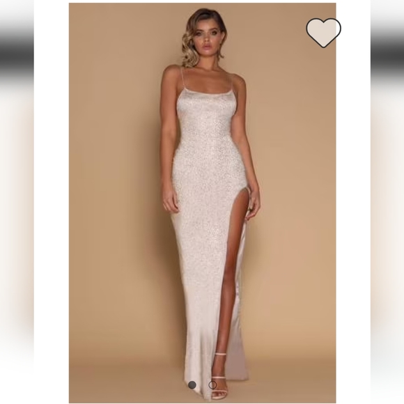 Meshki stella jewelled maxi dress in rosewood size small nwt - Picture 2 of 4